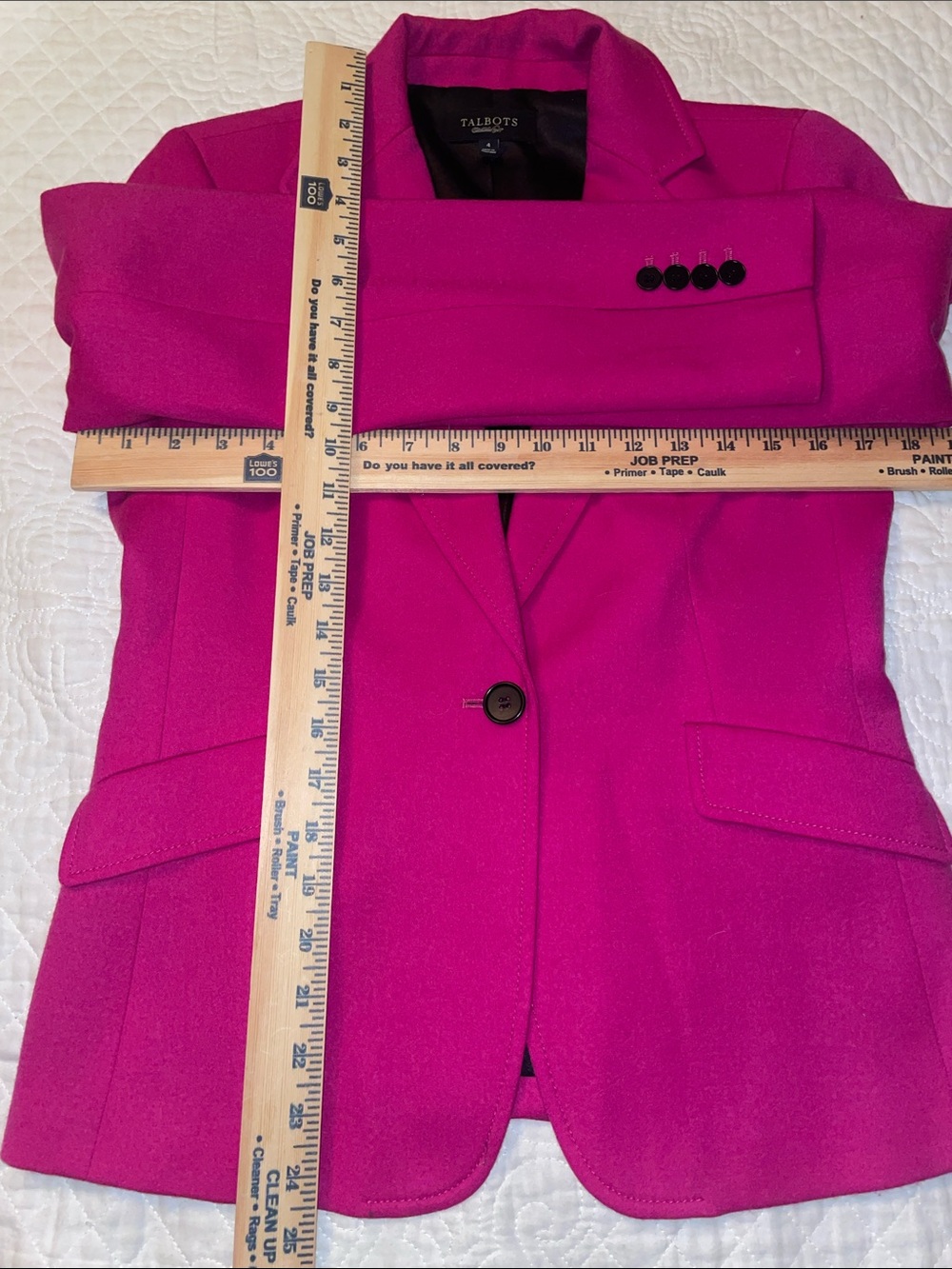 Barbie Pink 99%Wool 1 Button Lined Blazer. Size 4. - Picture 8 of 10